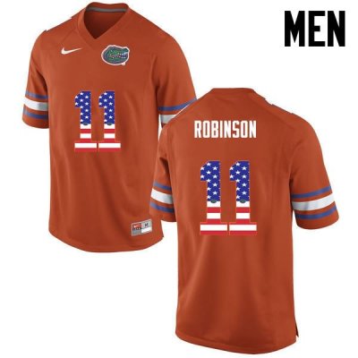 Men's Florida Gators #11 Demarcus Robinson NCAA Nike Orange USA Flag Fashion Authentic Stitched College Football Jersey BCR3462IE